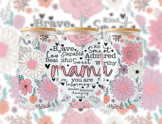 Mama Affirmations Glass Cup