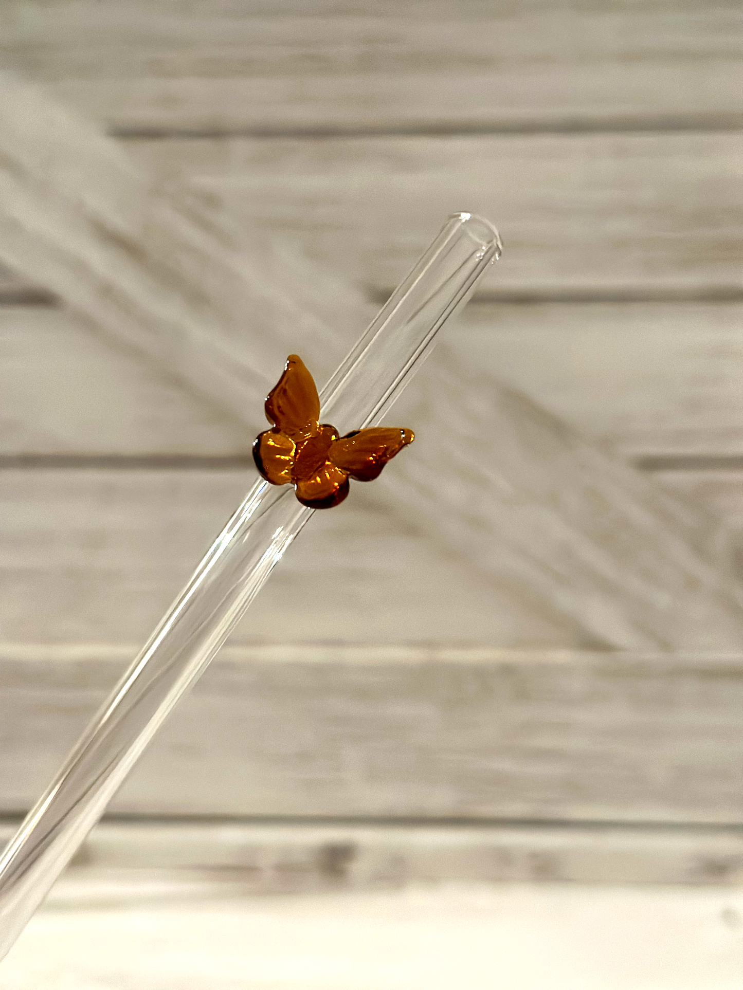 Colorful Butterfly Glass Straw