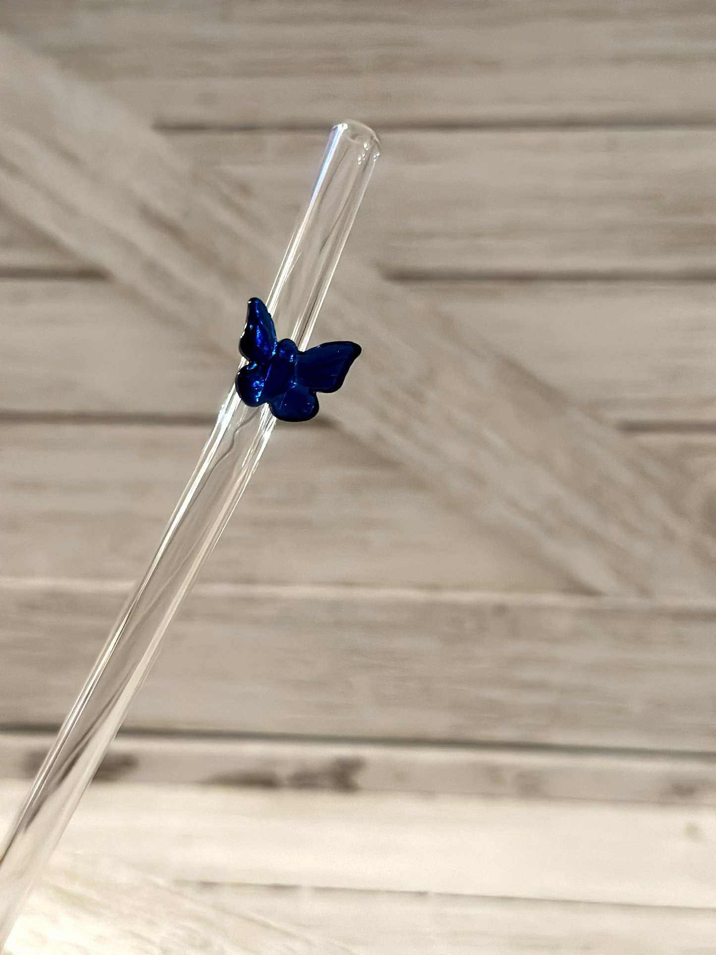 Colorful Butterfly Glass Straw