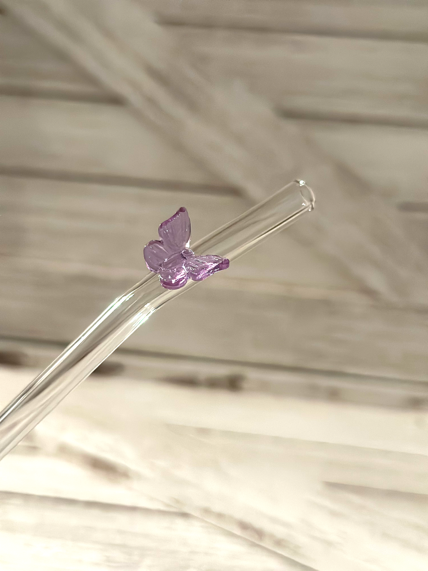 Colorful Butterfly Glass Straw