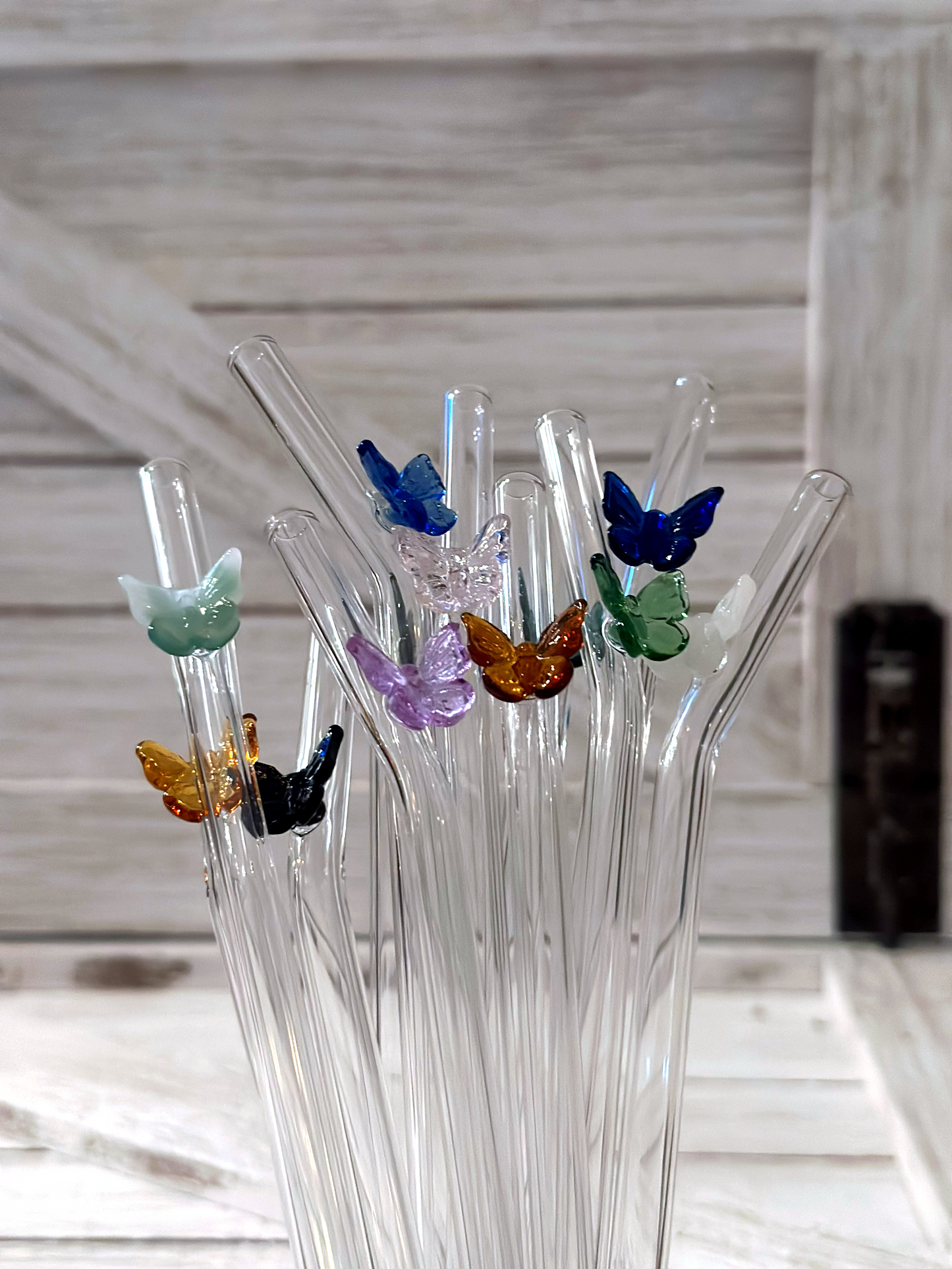 Colorful Butterfly Glass Straw