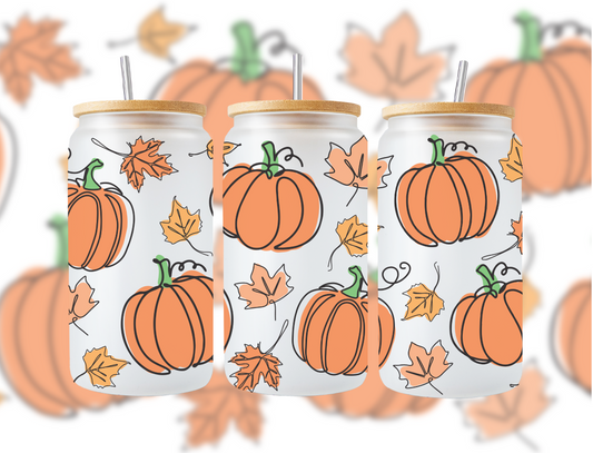 Fall Pumpkin Glass Cup