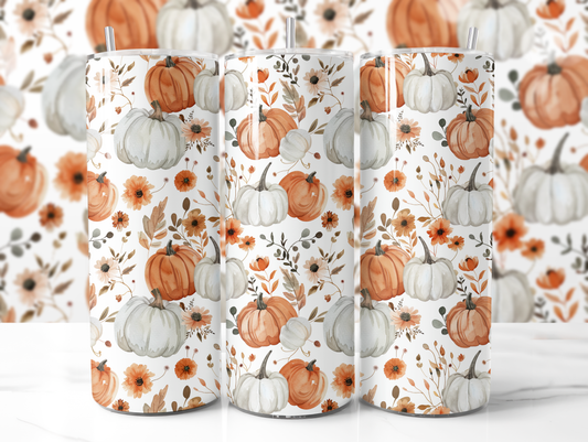 Pumpkins and Flowers Tumbler